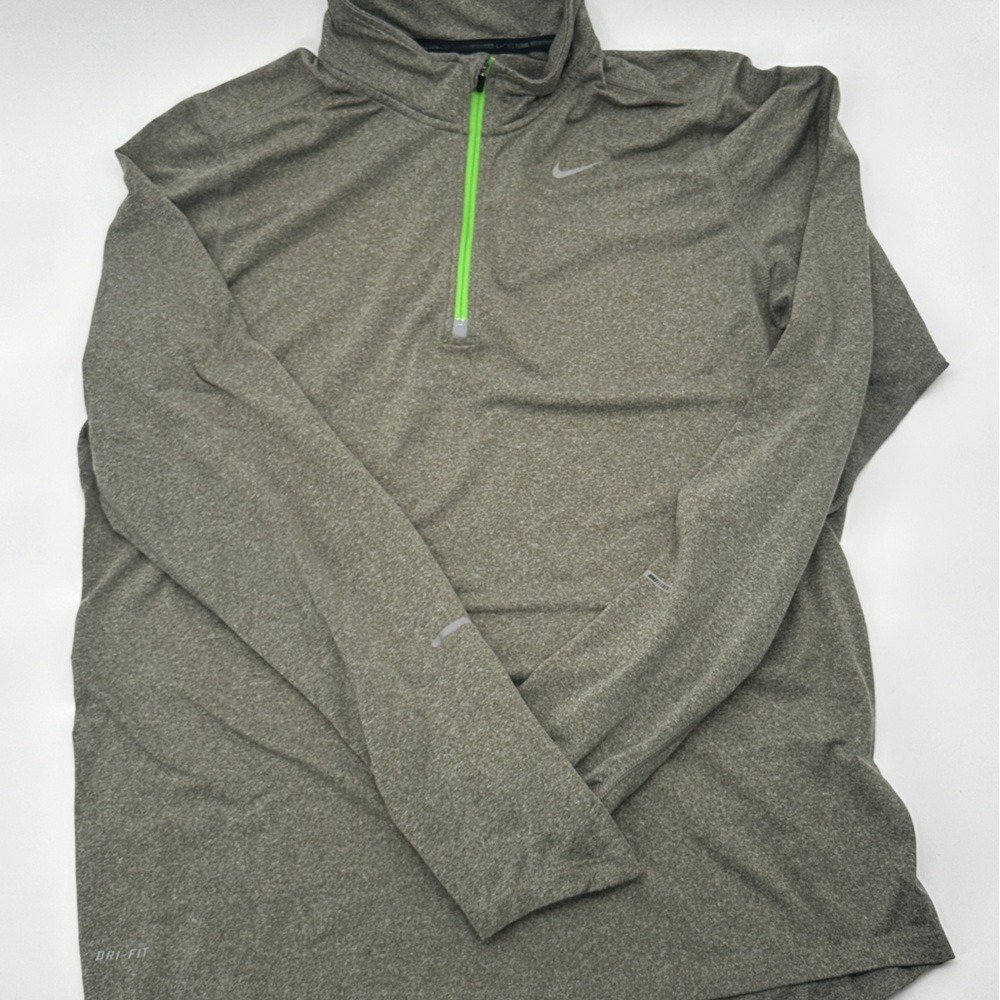 Nike Element Dri-FIT Mens Quarter Zip Running Top Olive Green Neon Medium